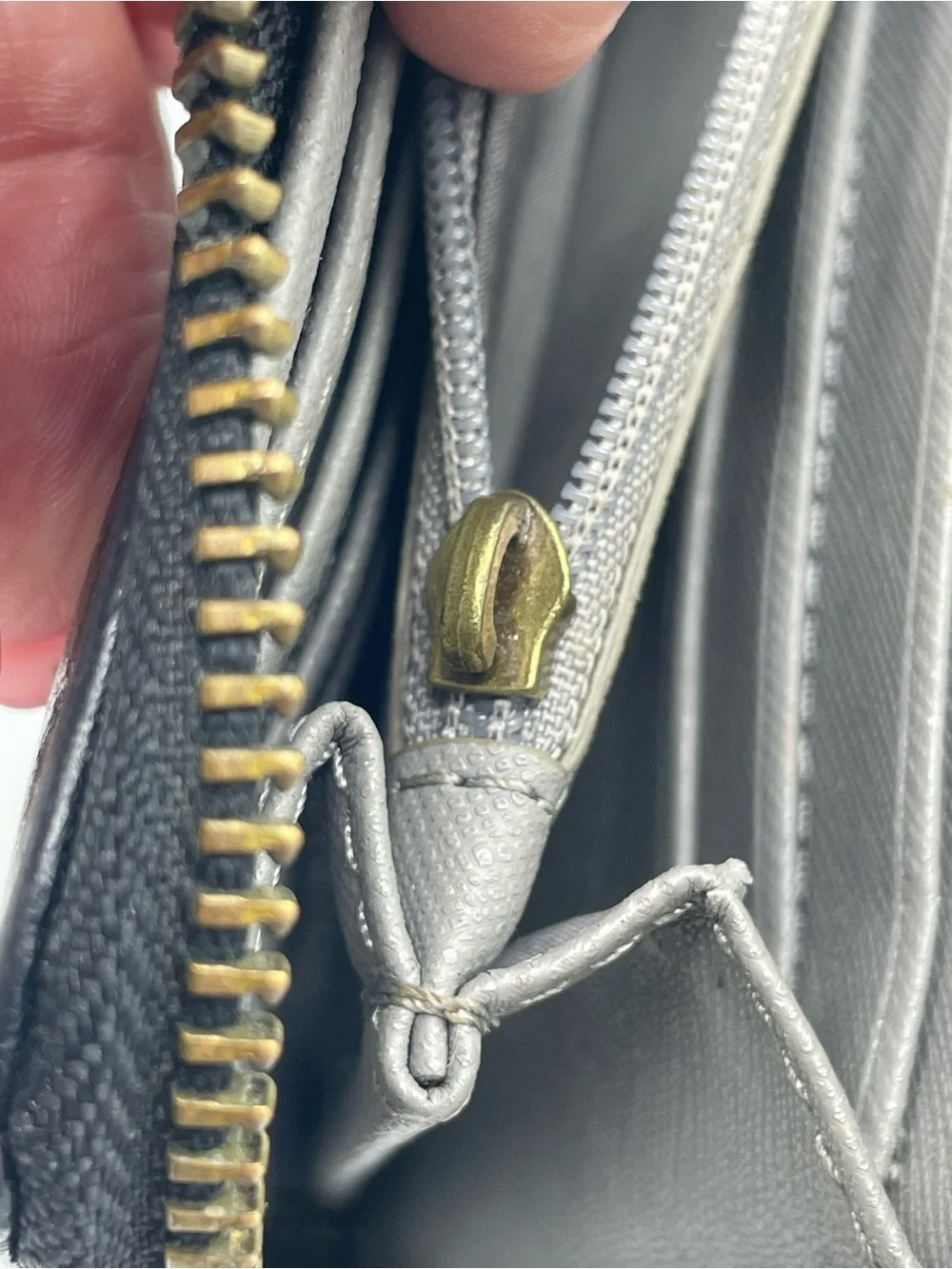 Fossil Black Leather Zip Wristlet with Gold Logo